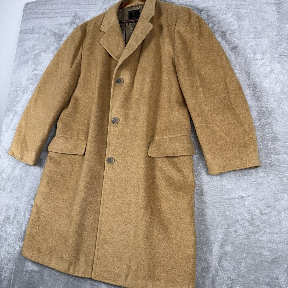 Varsity Town Clothes ORIENTAL CASHMERE Overcoat Top Coat 46R Golden Brown VTG - Picture 3 of 15